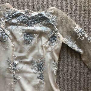 Stunning vintage embroidered off-white maxi dress